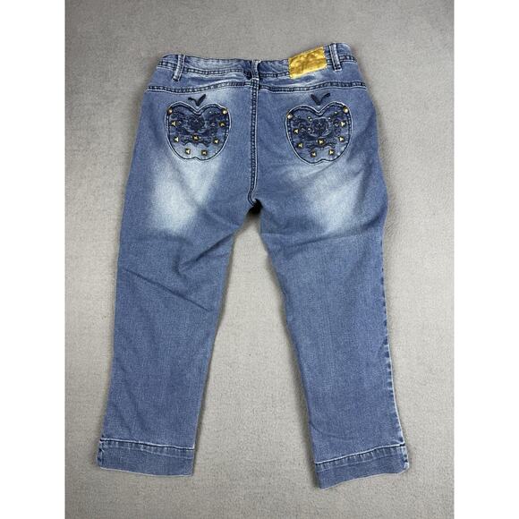 Apple Bottom Jeans Womens Size 11/12 Capri Low Rise Stretch Embroidered Denim - Picture 5 of 9
